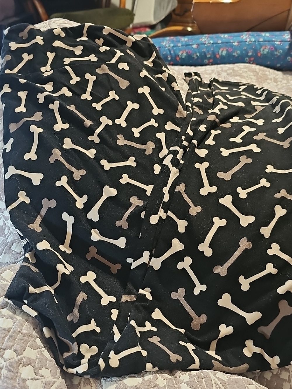Black Bone Print Leggings